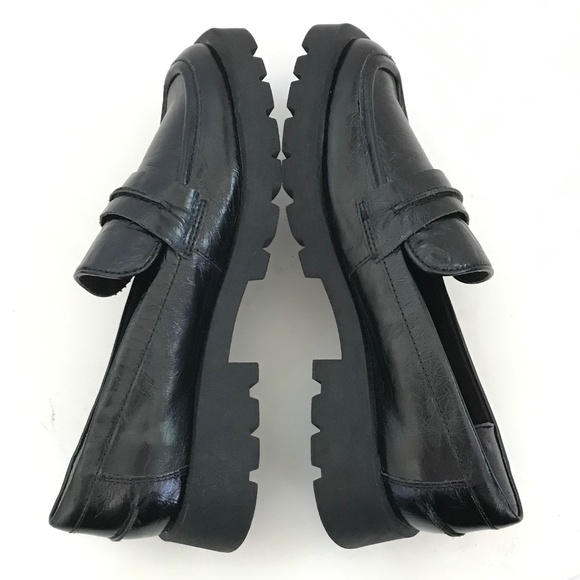 DOLCE VITA Evanka Black Lug Sole Loafer Crinkle Patent Women’s Size 6.5 - Picture 11 of 16